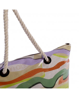 Bolso de playa con formas onduladas multicolor